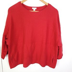 J. Jill Pure Jill Cotton/Cashmere Kimono Sweater - Red - XS
